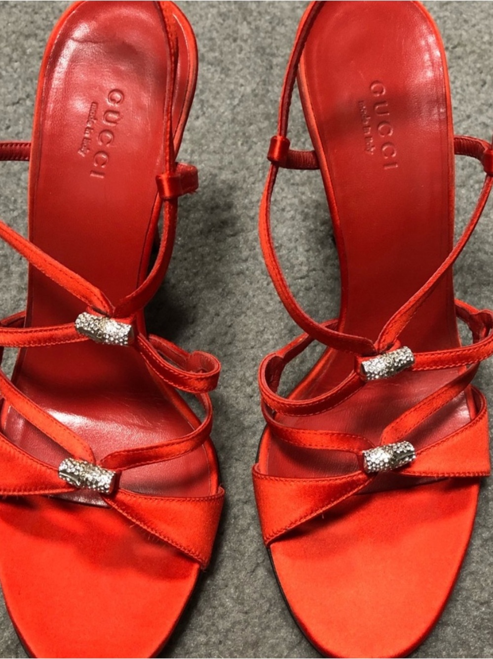 GUCCI CRYSTAL SATIN HEELS